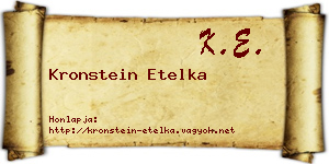 Kronstein Etelka névjegykártya